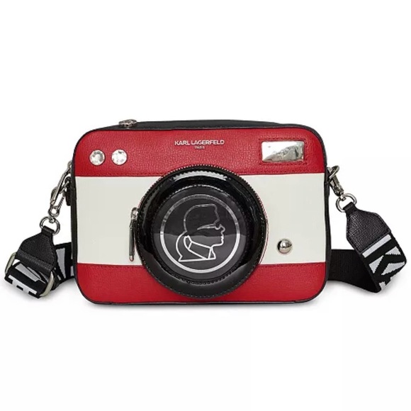 Karl Lagerfeld Handbags - Karl Lagerfeld Red and Cream Camera-Inspired Bag